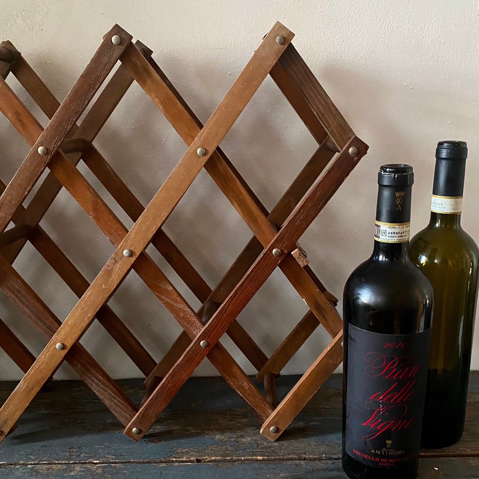 Large Vintage Wooden Wine Rack MidCentury Accordion Folding Etsy