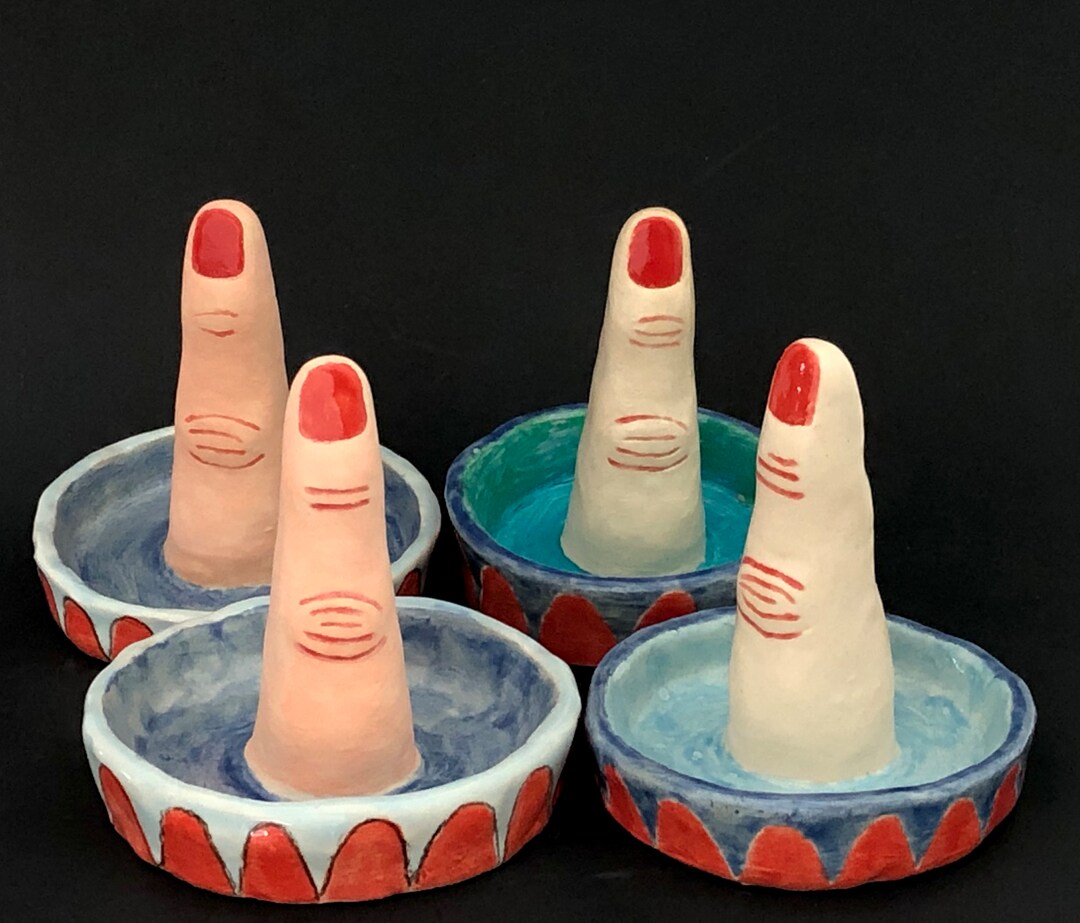 Finger Shaped Ring Holder Ceramic Ring Dish Ceramic Finger Ring Holder Clay Finger Pottery