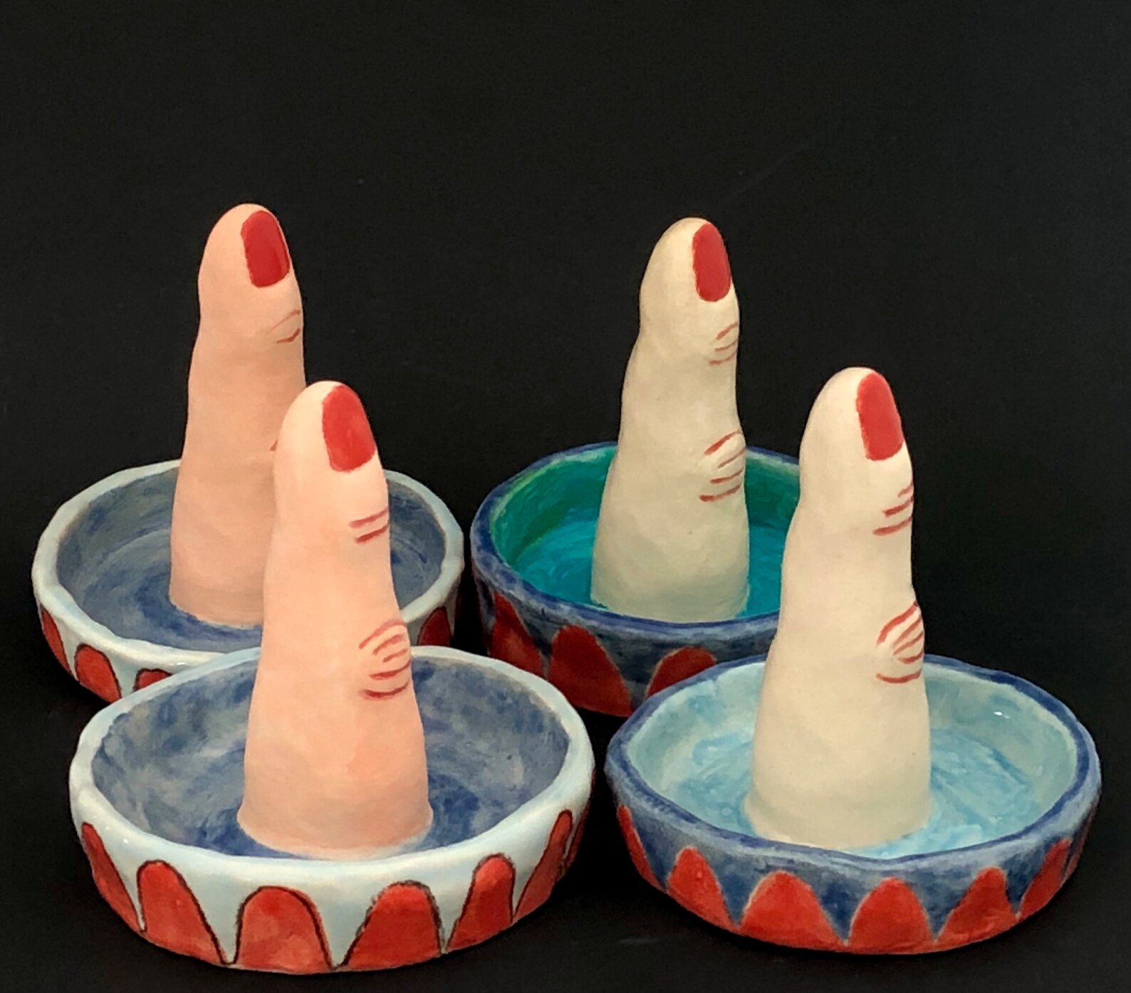 Finger Shaped Ring Holder Ceramic Ring Dish Ceramic Finger Ring Holder Clay Finger Pottery