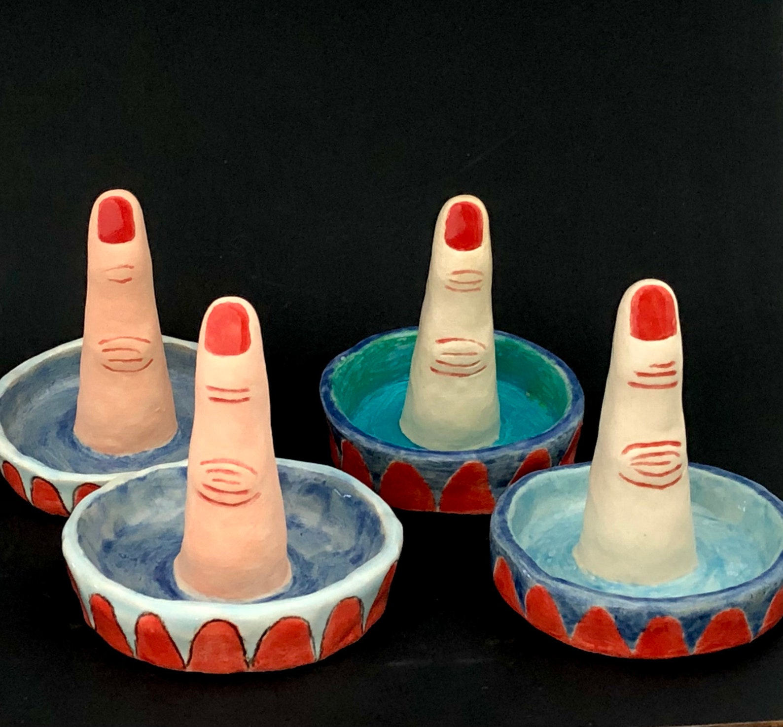 Finger Shaped Ring Holder Ceramic Ring Dish Ceramic Finger Ring Holder Clay Finger Pottery
