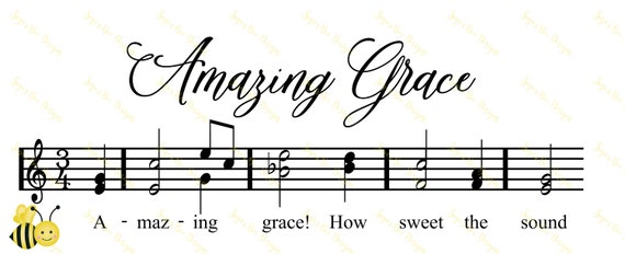 Download Amazing Grace Sheet Music Digital Cut File Svg Cut File Etsy