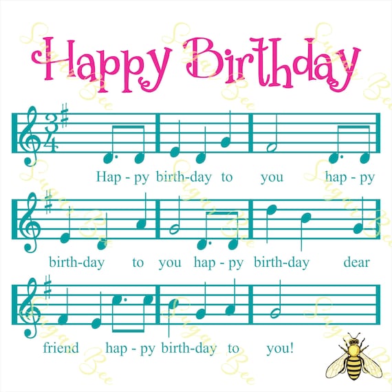Happy Birthday Sheet Music DIGITAL cut file/ SVG files | Etsy