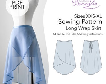 SEWING PATTERN | Long Ballet Wrap Skirt | instant download printable pattern