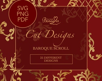 Baroque Scroll | SVG+PNG+PDF Files | Cut Designs for Cricut Iron-on dance costume embellishment