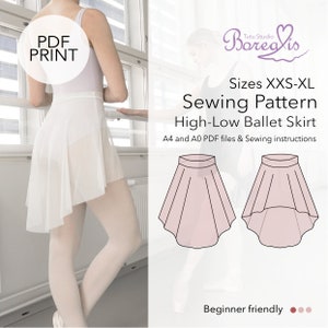 SEWING PATTERN | High-Low Ballet Skirt Instant Download PDF print
