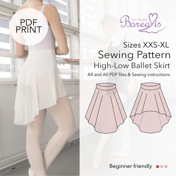 SEWING PATTERN | High-Low Ballet Skirt Instant Download PDF print