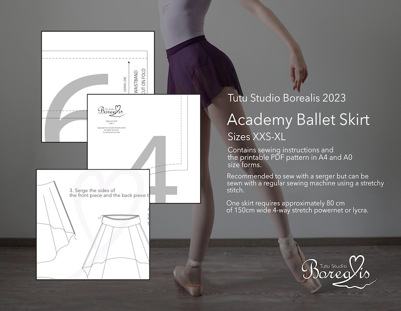Ballet Skort Pattern SEWING PATTERN | Academy Ballet Skirt Instant Download PDF Print - Etsy