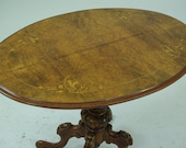 Inlaid Walnut Table, Carved Base, Scotland 1870, Antique Furniture, REDUCED B287x