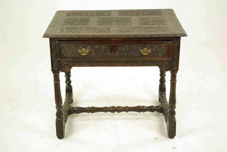 Antique Oak Writing Table Carved Desk Lamp Table Antique Carved Desk Lamp