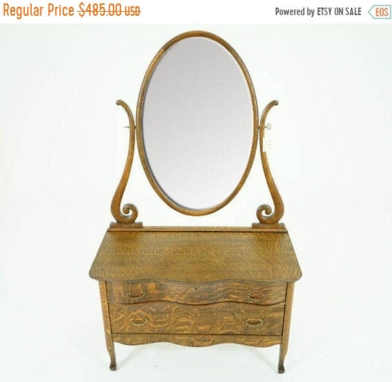 Antique Oak Dresser Vintage Vanity Mirrored Oak Dresser Etsy