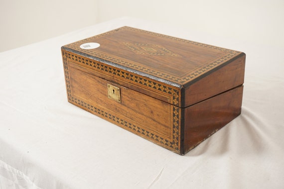 Ant. Victorian Inlaid Turnbridge Ware Writing Box… - image 2