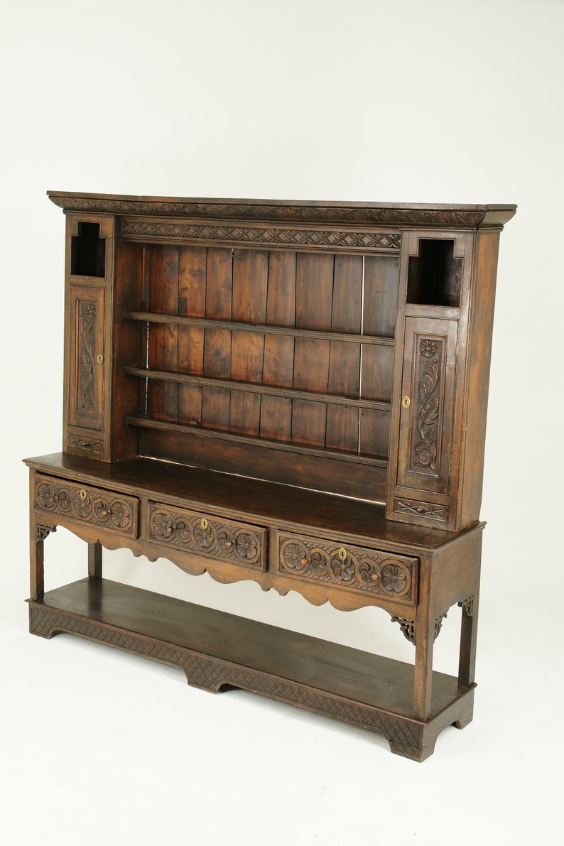 Fall Sale Antique Welsh Dresser Carved Oak 18th Century Etsy