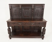 Antique Court Cupboard, Oak Sideboard, Carved Oak Buffet, Scotland 1790, B1391