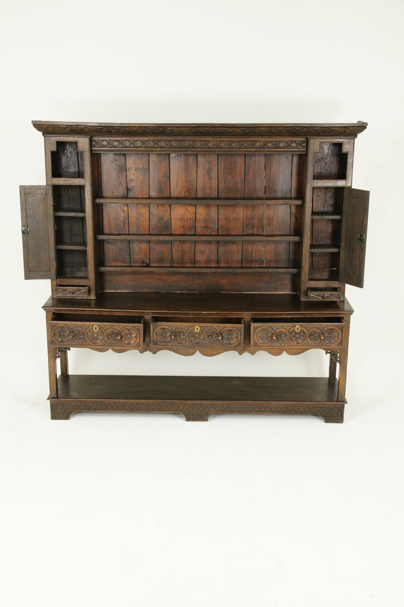 Fall Sale Antique Welsh Dresser Carved Oak 18th Century Etsy