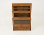Antique Arts Crafts Mission Tiger Oak Barrister Bookcase, Scotland 1910, B2426