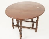 Antique Oak Barley Twist Gateleg Table, Drop Leaf, Scotland 1920, H1095