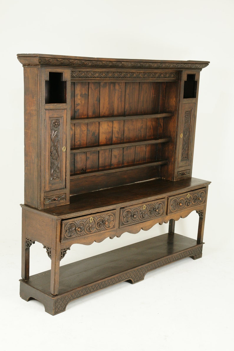 Fall Sale Antique Welsh Dresser Carved Oak 18th Century Etsy