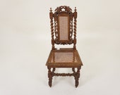 Antique Oak Chair, Gothic Heavily Carved Barley Twist Oak Hall Chair, Desk Chair, Antique Furniture, Scotland 1880, H1063