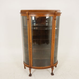 Antique Tiger Oak Cabinet Bow Front China Cabinet Display
