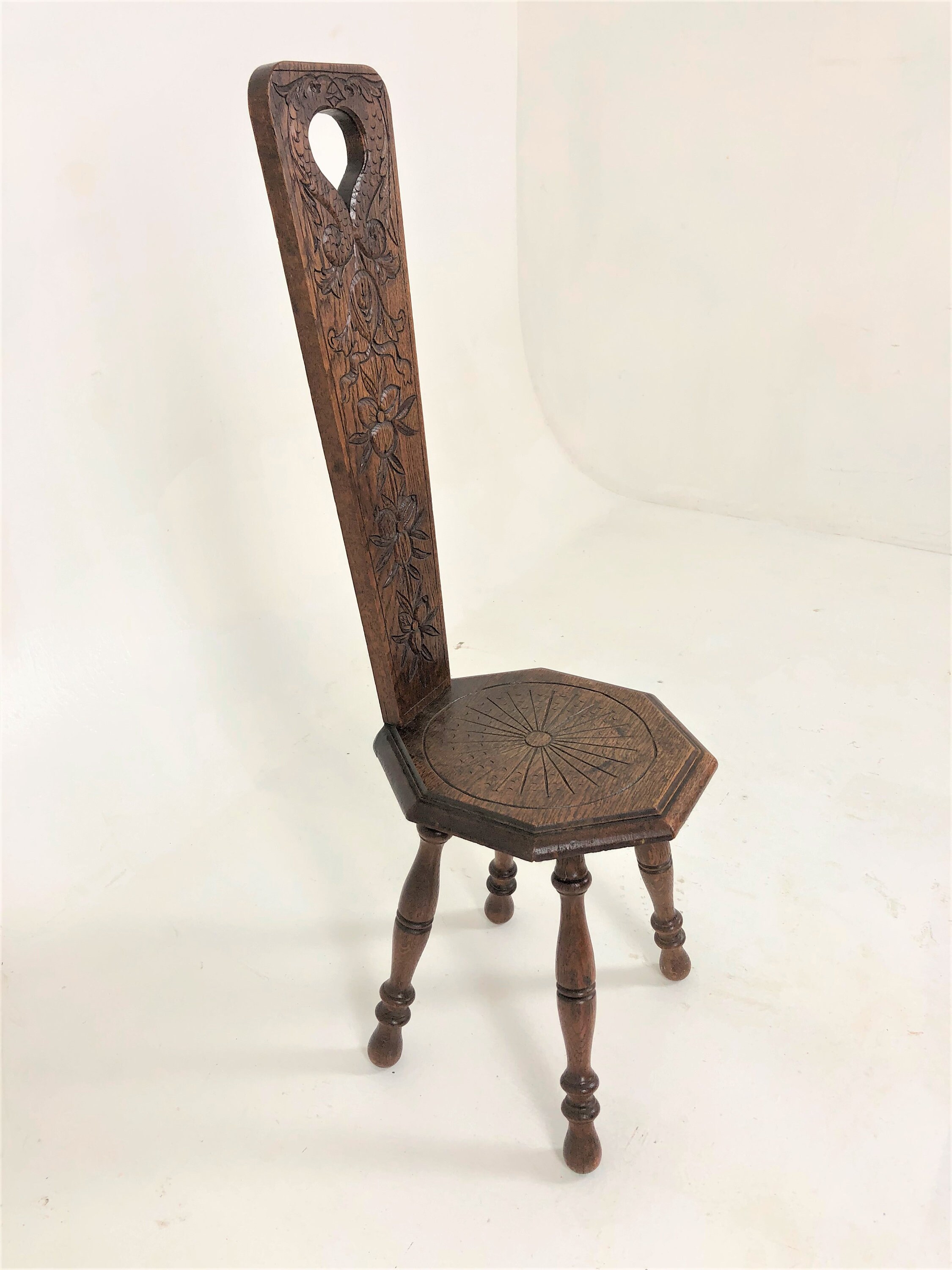 Antique Carved Oak Spinning Chair Plant Stand Scotland 1890 Etsy