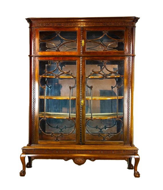 Antique Display Cabinet Walnut Display China Cabinet Etsy