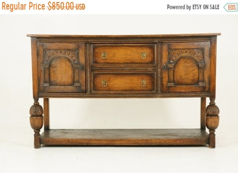 Back To School Sale Antique Oak Sideboard Vintage Credenza Etsy