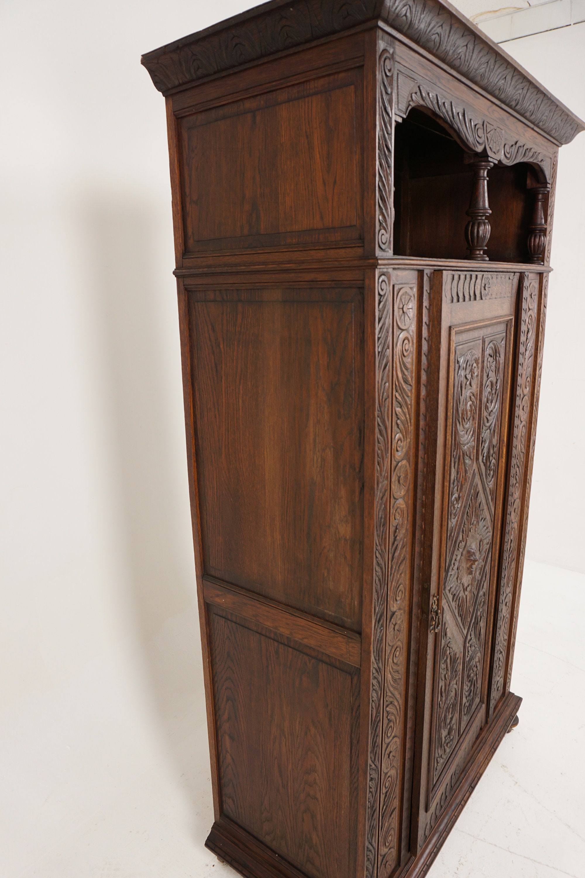 Antique Victorian Armoire Carved Oak Hall Wardrobe Scotland Etsy