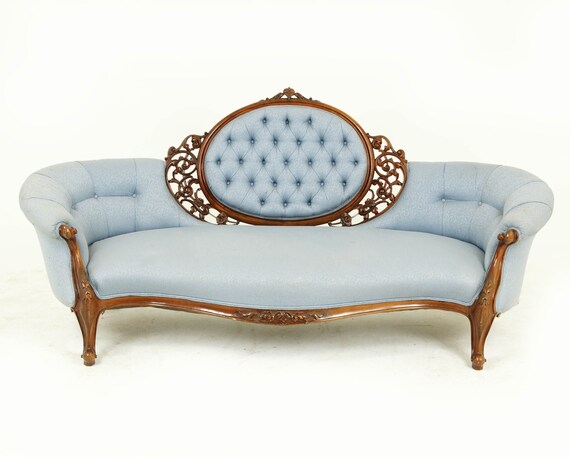 Victorian Chaise Lounge Antique Loveseat Vintage Settee Etsy