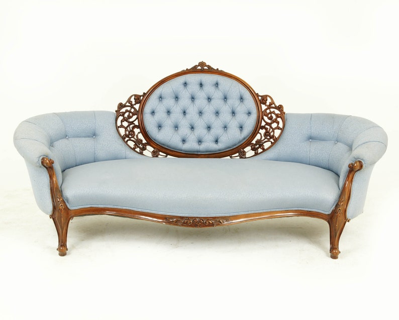 Victorian Chaise Lounge Antique Loveseat Vintage Settee Etsy