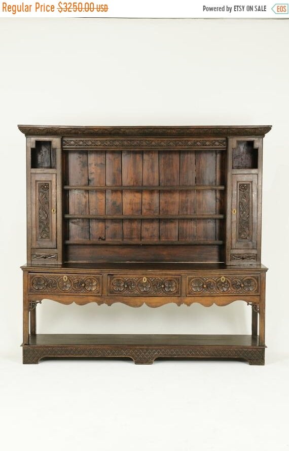 Fall Sale Antique Welsh Dresser Carved Oak 18th Century Etsy