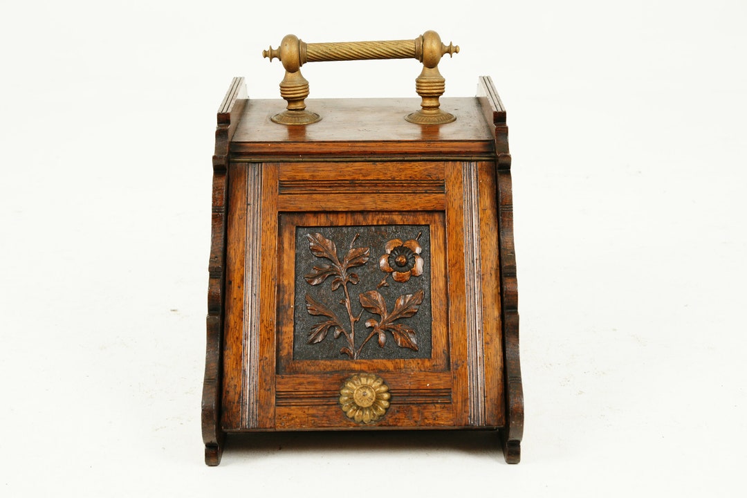 Antique Oak Coal Box, Fireplace Coal Box, Liner, Scotland 1900, H169 Etsy