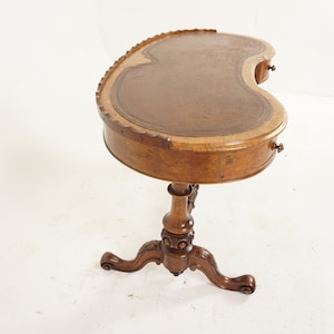 Antique Burr Walnut Kidney Shaped Desk, Writing Table, Scotland 1870, H1178