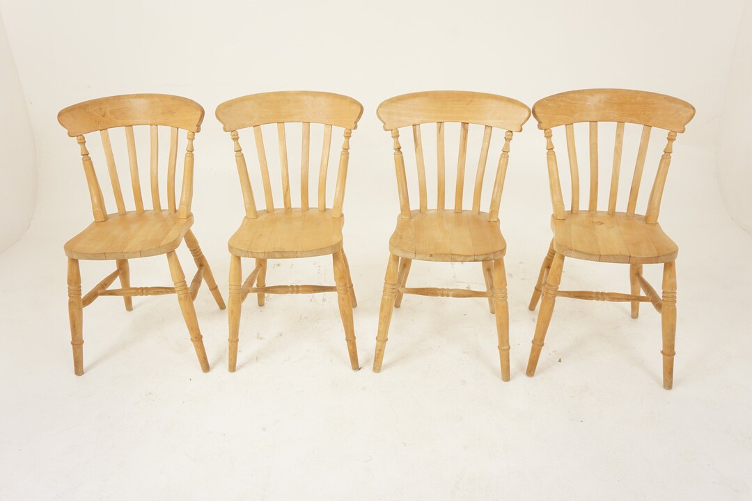 Vintage Four Farmhouse Lath Back Windsor Style Kitchen Chairs Scotland ...