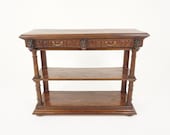 Antique French Carved Marble Top Walnut Server, Cocktail Bar Hall Table, France 1880, B2888