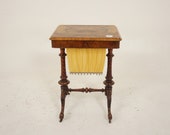 Ant. Victorian Burr Walnut Sewing Box on Carved Legs, Table, Scotland 1850, H688