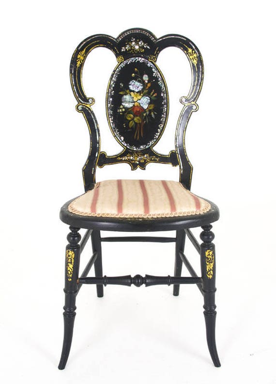 Antique Chair Black Laquered Chair Victorian England 1870 Etsy image 0 - Antique Chair Black Laquered Chair Victorian England 1870 Etsy