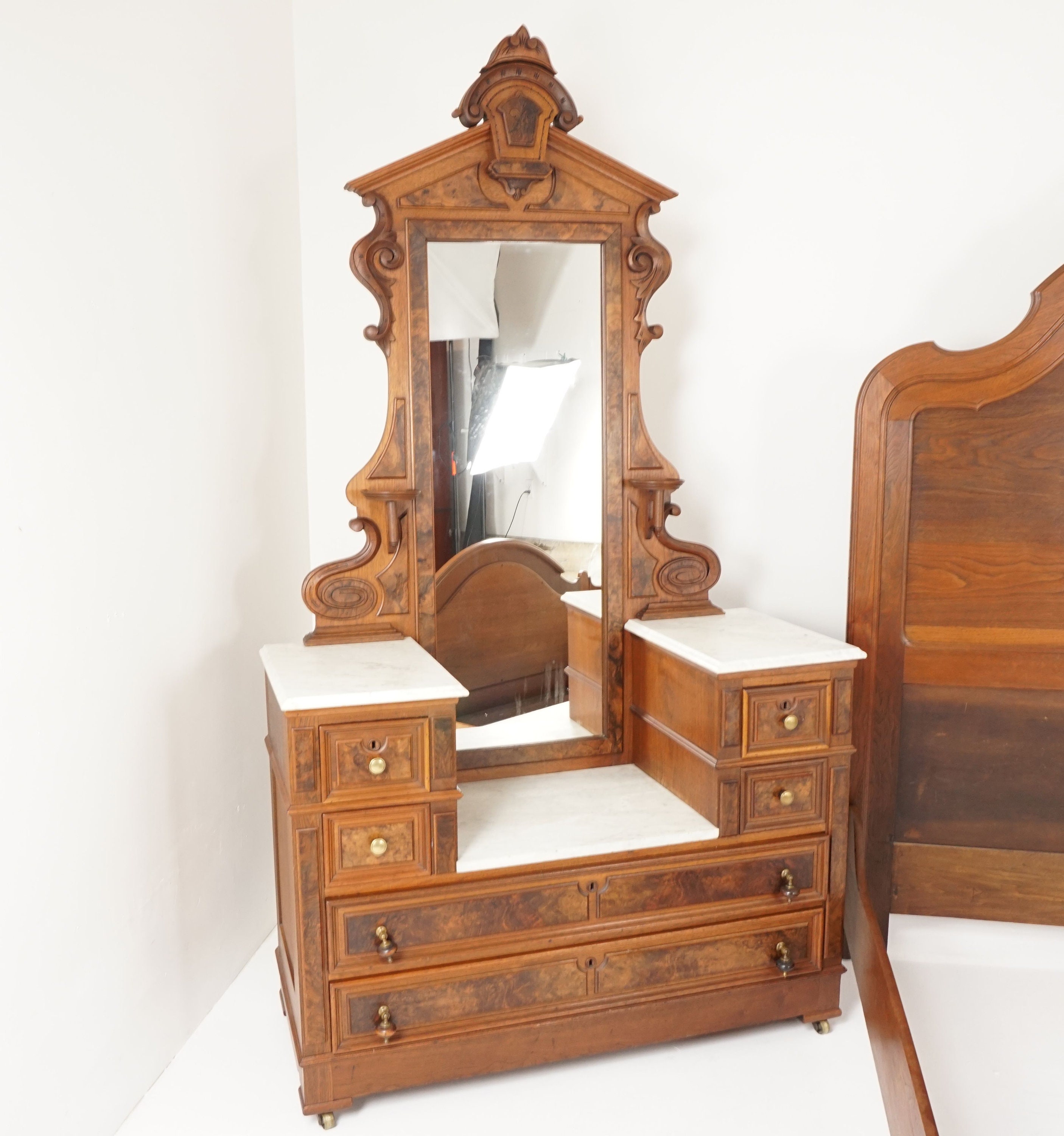 Antique marble top dresser with mirror deals