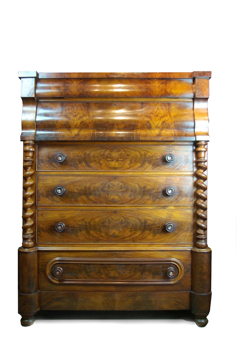 Chest Of Drawers Antique Walnut Dresser Barley Twist Etsy