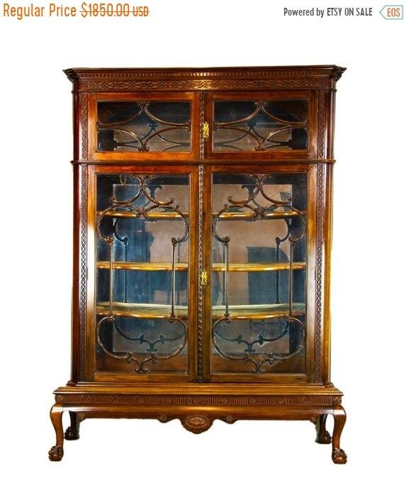 Antique Display Cabinet Walnut Display China Cabinet Etsy