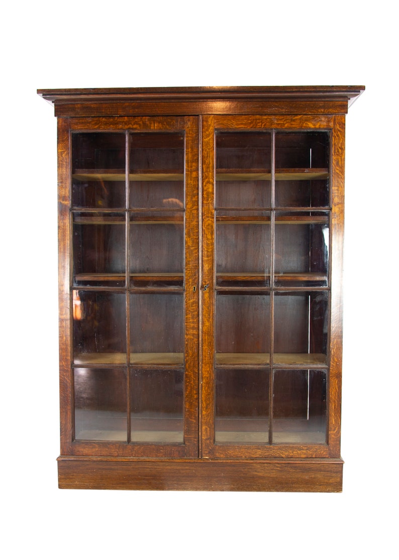 Oak Bookcase Arts And Crafts Carved Image 0