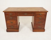 Victorian Walnut Pedestal Desk, Writing Table, Scotland 1880, H022