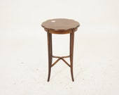 Antique Inlaid Walnut Occasional Table, Lamp, Plant Stand, Scotland 1900, H1124