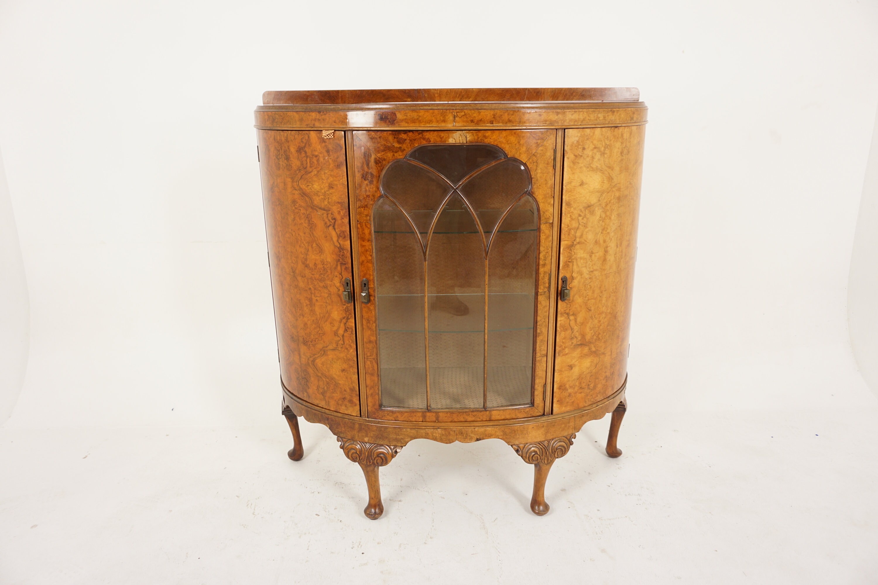 Quality Antique Burr Walnut Demi Lune China Cabinet Display - Etsy