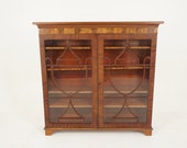 Antique Walnut 2 Door Bookcase, Display Cabinet, China Cabinet, Scotland 1910, H708