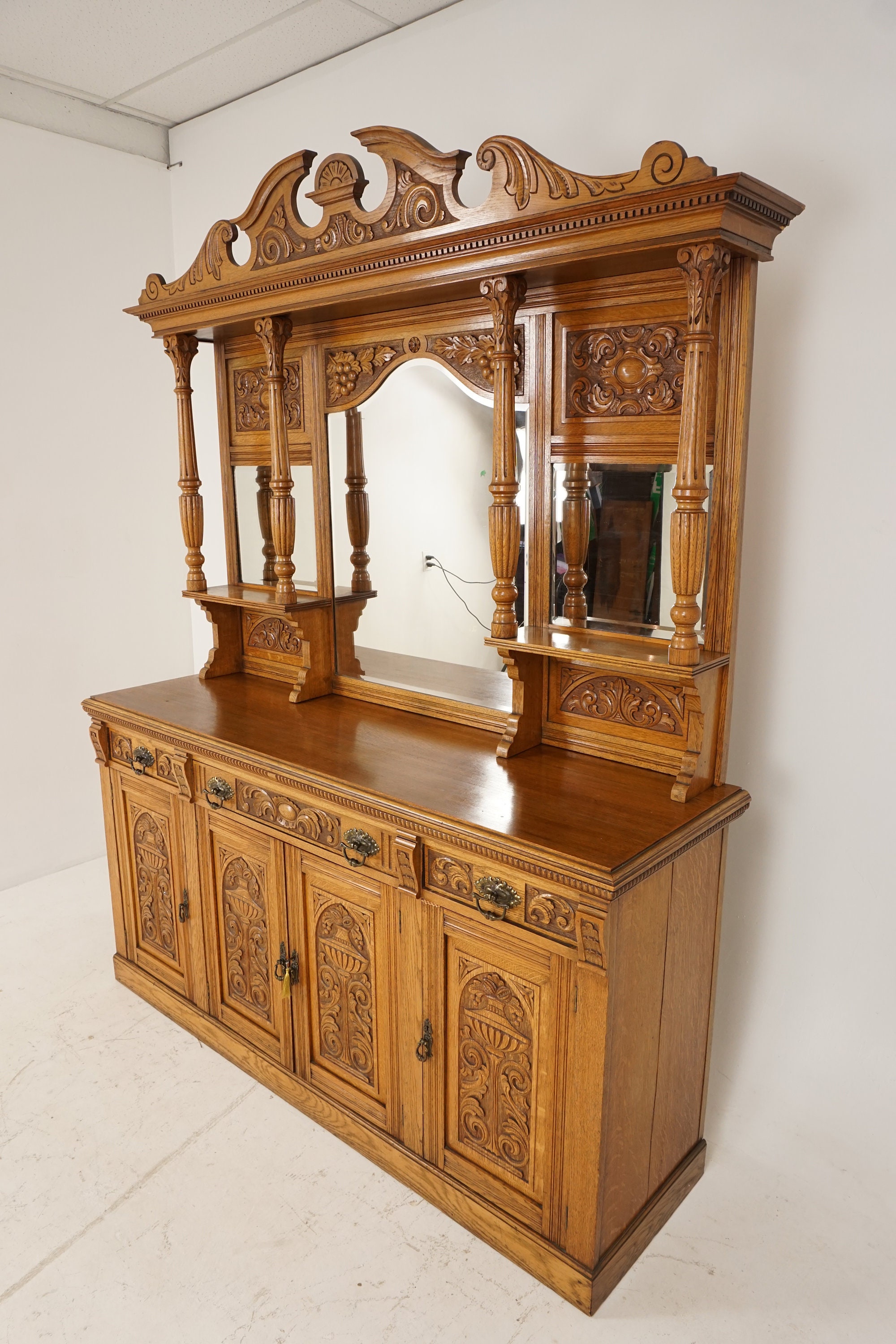Antique sideboard clearance with mirror