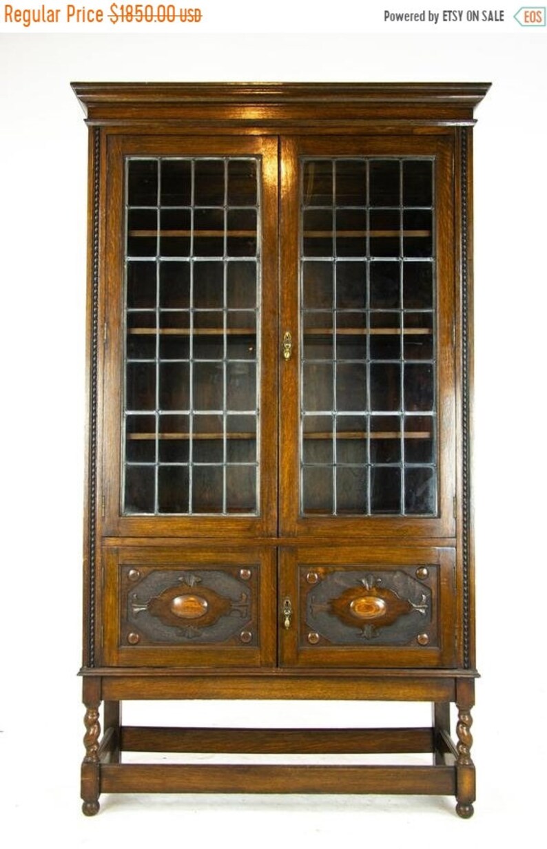 Summer Sale Antique Display Cabinet Antique Four Door Leaded Etsy