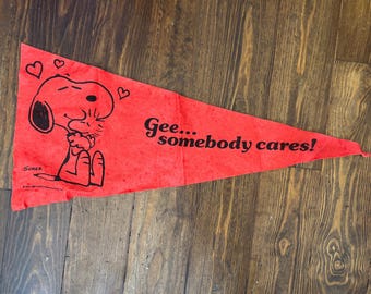 EUC! ヴィンテージ 1967 スヌーピー ピーナッツ フェルト バナー
