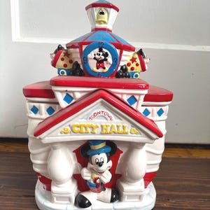 Disney Enesco Toontown City Hall Mickey Mouse Cookie Jar Rare Mickey & Co