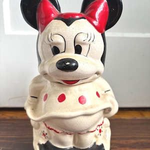 Rare Large Vintage Mickey and Minnie Mouse Two Side Turnabout Cookie Jar