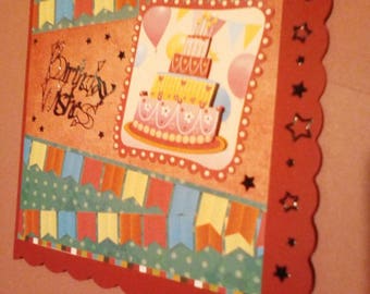 Decoupaged Birthday Card featuring a splendid birthday cake!